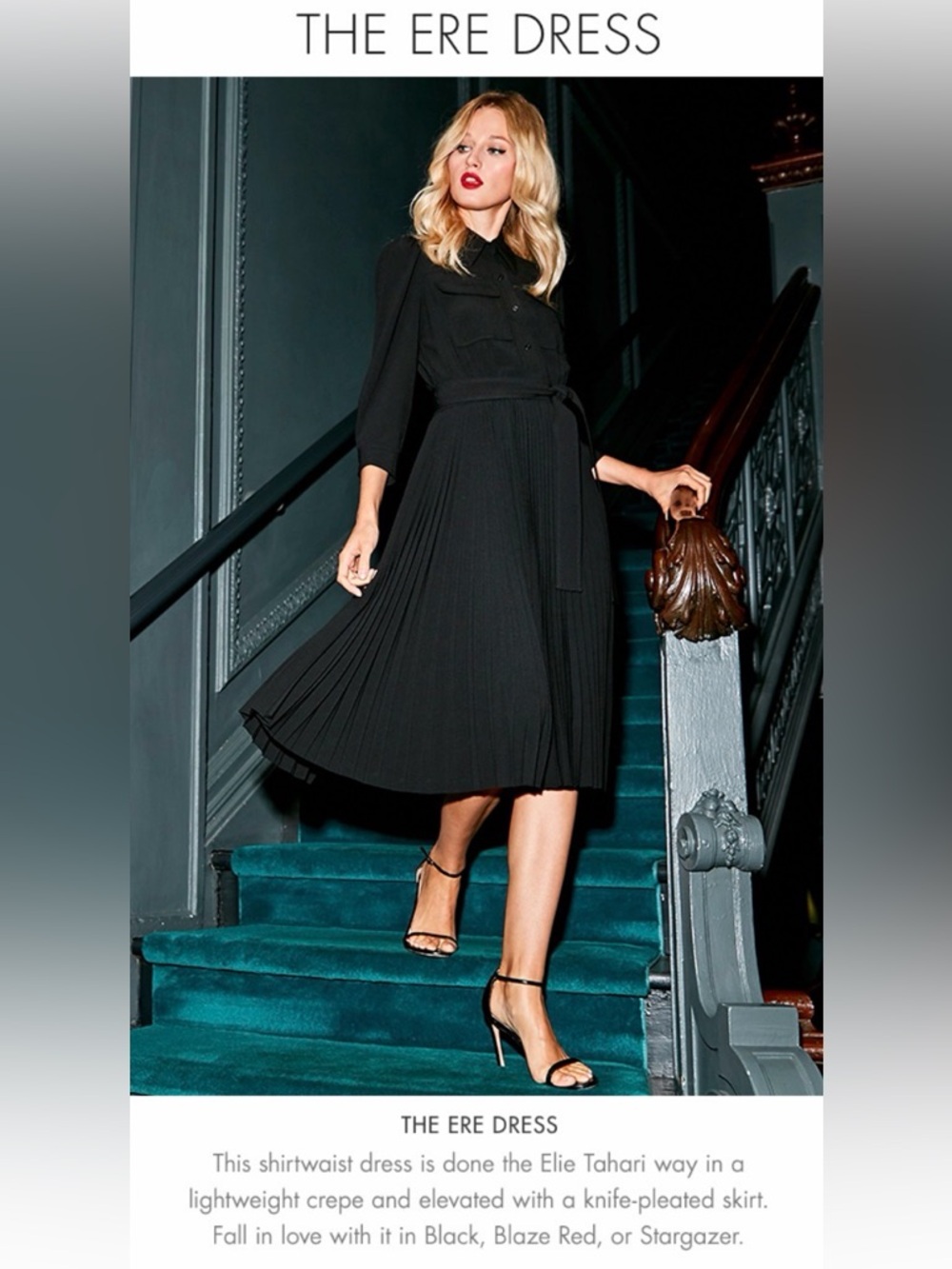 Elie Tahari Black Pleated Midi Dress-Skirt